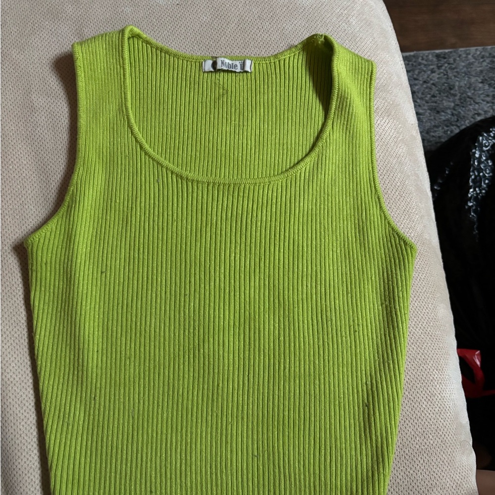 Vibrant Green Ribbed Sleeveless Tank Top